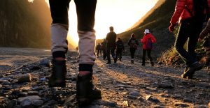 A group on a hike together